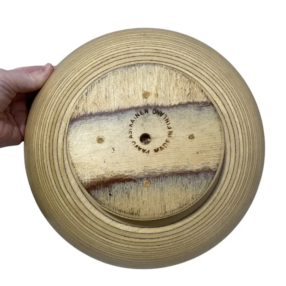 Vintage Paavo Asikainen Finlnd design turned wood console bowl centerpiece decor